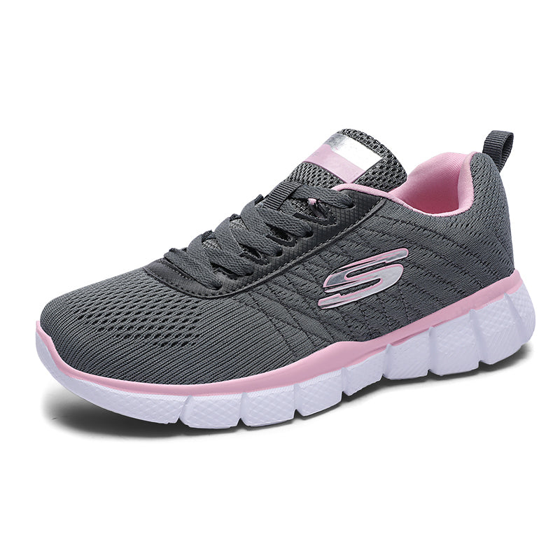 azfleek Lace-up Shoes Women Walking Sneakers Lightweight Running Sports Shoes Pink Gray / 6