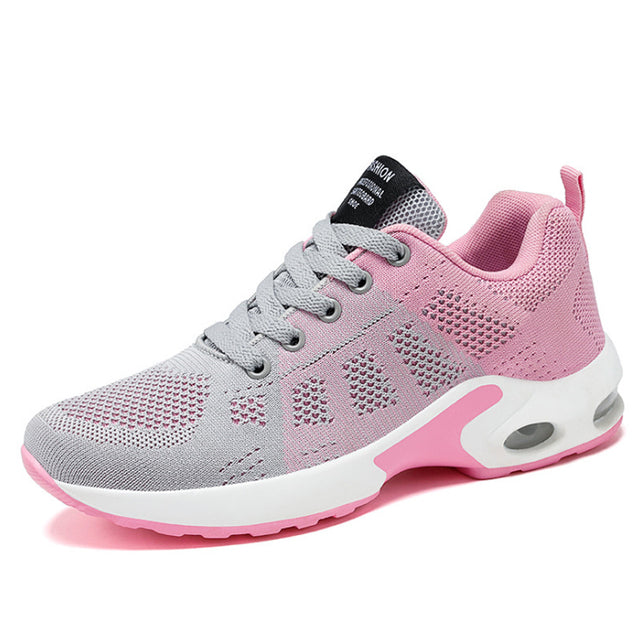 azfleek Lace-up Shoes Women Running Shoes Breathable Outdoor Lightweight Sports Shoes Gray Pink / 6