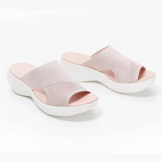 azfleek Orthopedic Sandals Women Casual Beach Slides Orthopedic Stretch Orthotic Sandals Pink / 9