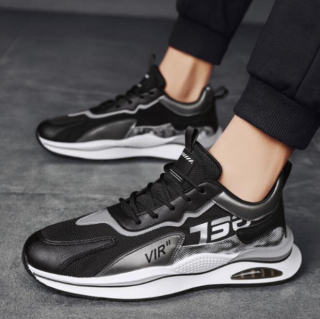 azfleek Lace-up Shoes Unisex Chunky Sneakers Mesh Comfortable Casual Shoes Black / 8