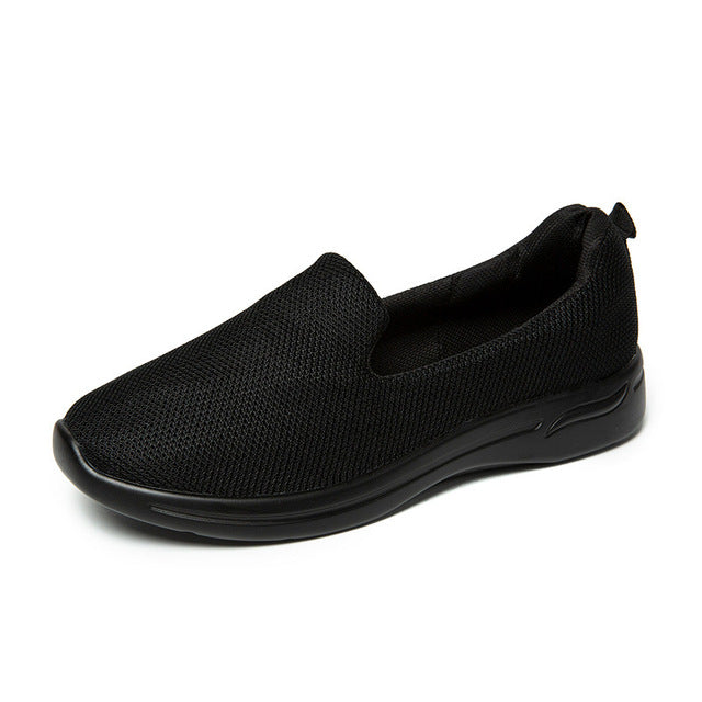 azfleek Slip-on Shoes Women's Light Breathable Mesh Slip-On Sneakers Black / 9