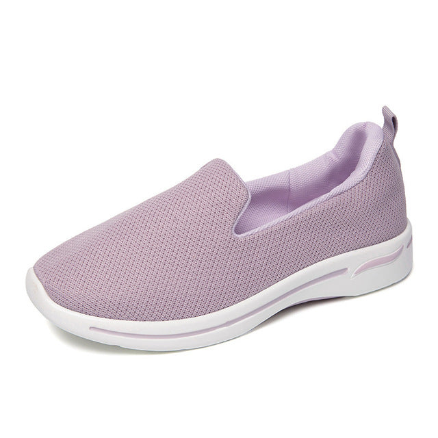 azfleek Slip-on Shoes Women's Light Breathable Mesh Slip-On Sneakers Pink / 9