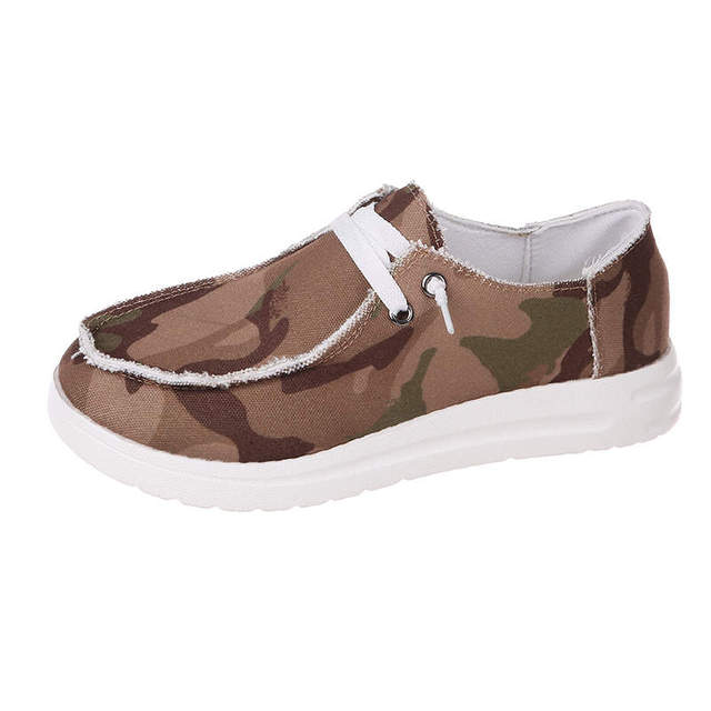 azfleek Slip-on Shoes Women's Loafers Comfortable Platform Sneakers Camo / 4.5