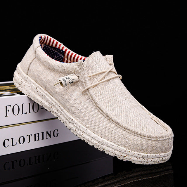 azfleek Slip-on Shoes Men's Canvas Shoes Outdoor Leisure Shoes Beige / 11