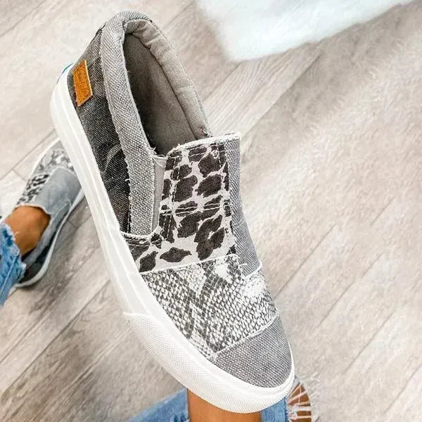 🔥 Hot Selling 🔥 Casual Pieced Raw Edge Animal Print Canvas Slip-On Flats