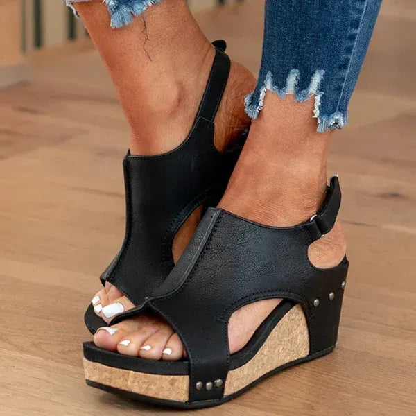 Womens Comfy Velcro Wedge Orthopedic Sandals