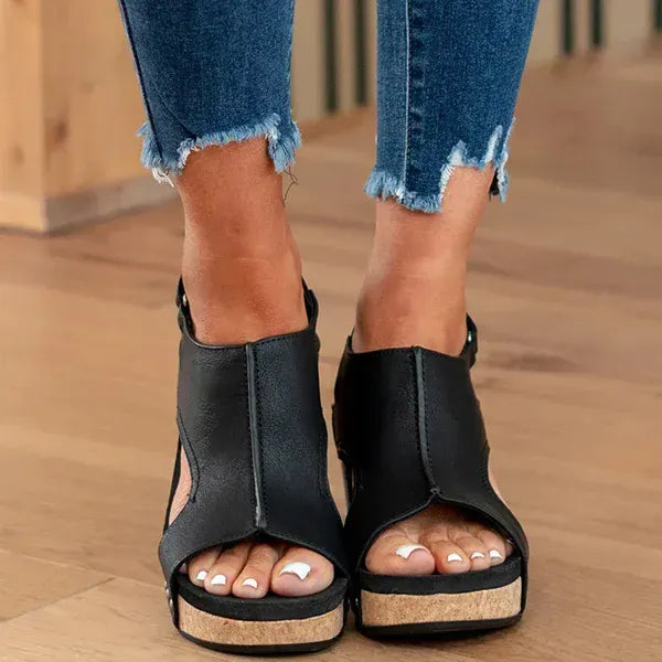 Womens Comfy Velcro Wedge Orthopedic Sandals