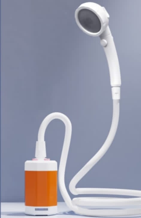 Portable Car-mounted Shower with Wireless Lithium Battery for Camping and Car Washing.