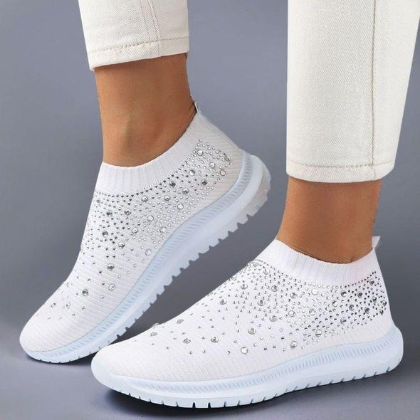 azfleek Slip-on Shoes Crystal Breathable Orthopedic Slip On Walking Shoes White / 5.5