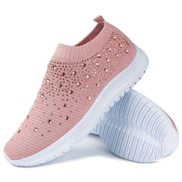 azfleek Slip-on Shoes Crystal Breathable Orthopedic Slip On Walking Shoes