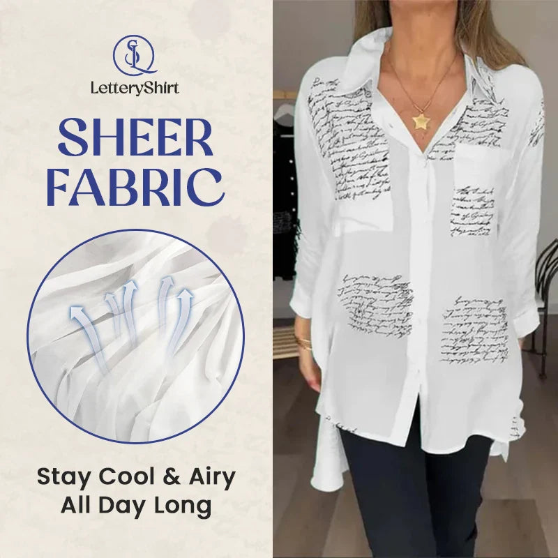 LetteryShirt - LAST DAY SALE 70% OFF - Letter Print Gauze Button Shirt