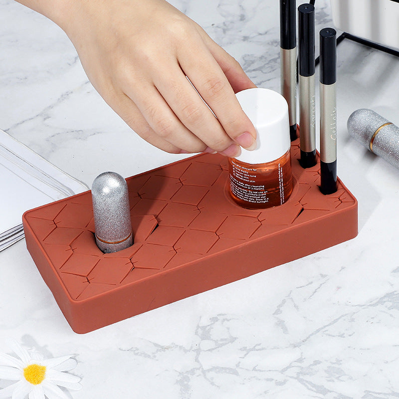 Silicone Lipstick Organizer – Multi-Slot Makeup Holder for Lipsticks and Pencils