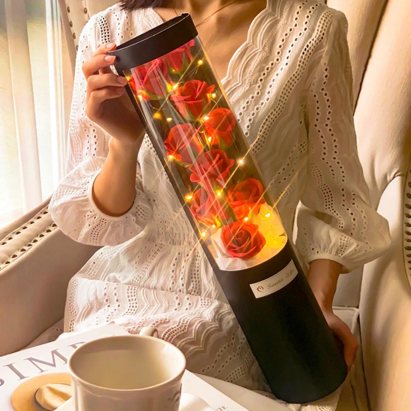 Flower Rose With Glass Dome Led Light