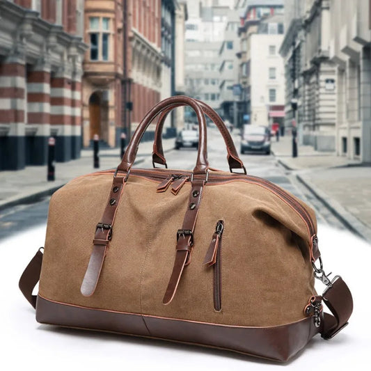 Canvas Leather Men Travel Bags