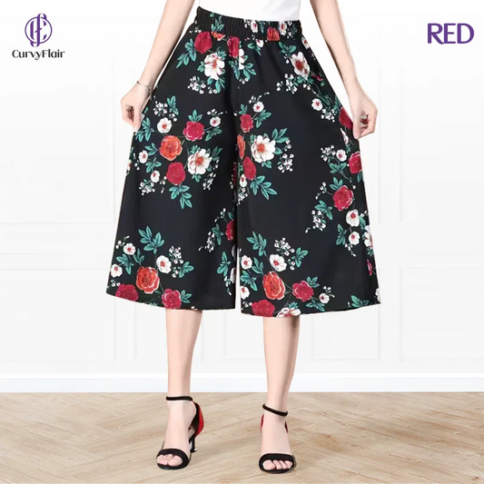 CurvyFlair - High Waist Wide Leg Culottes