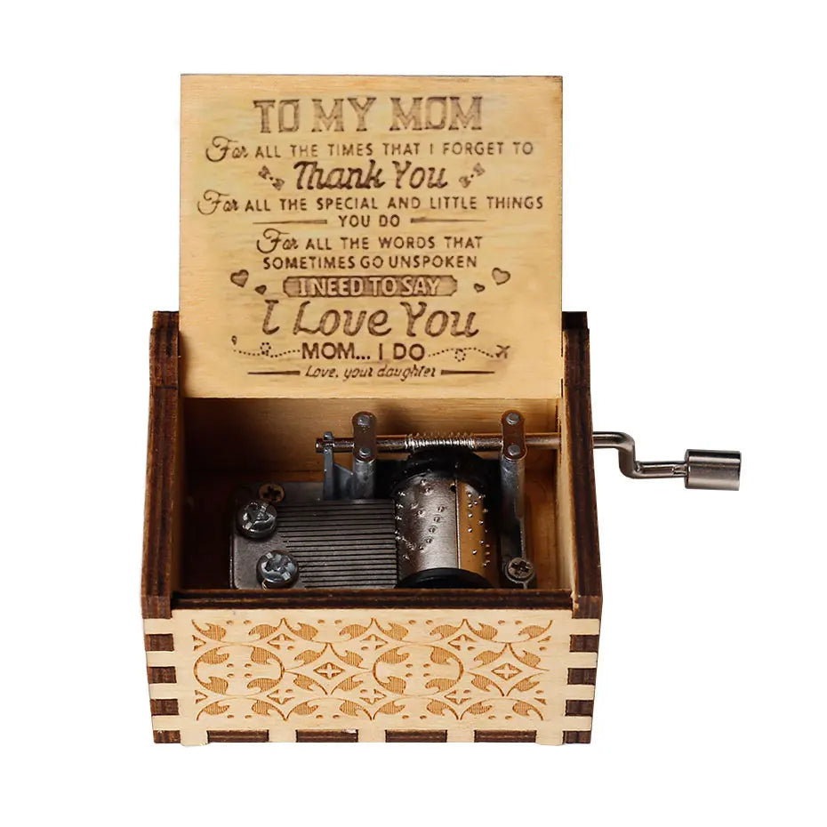 Hand-Cranked Wooden Music Box Gift For Mom, Girlfriend