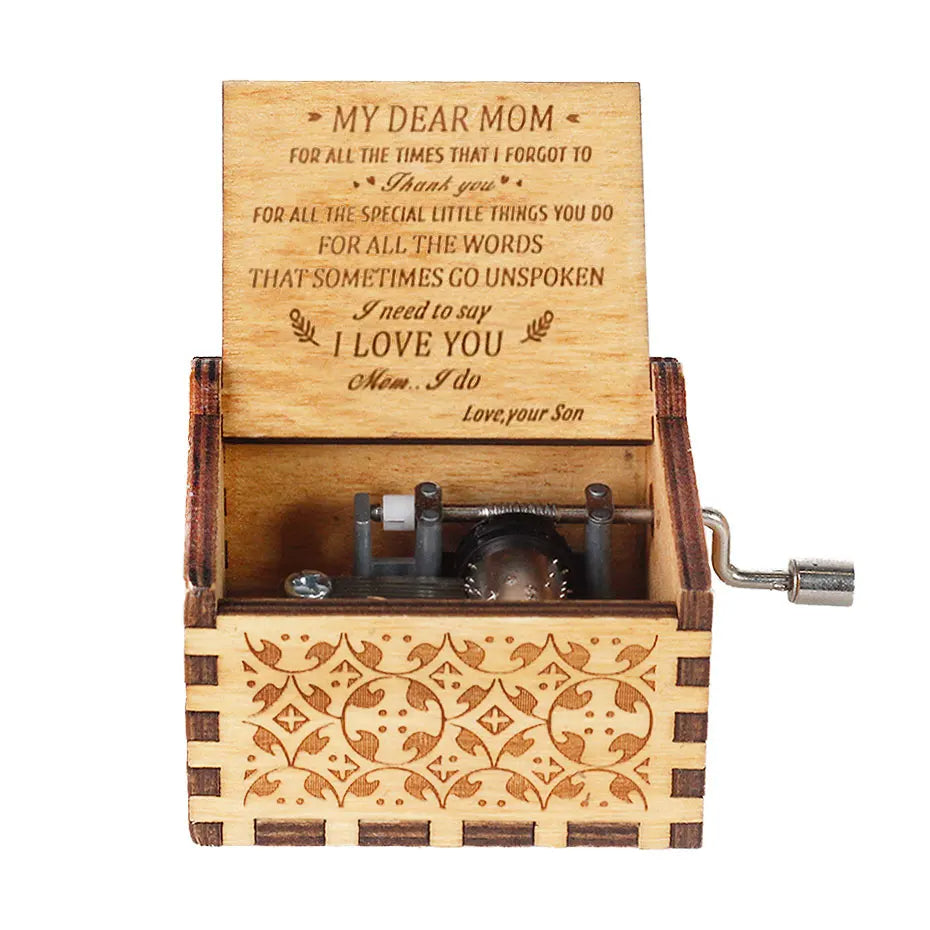 Hand-Cranked Wooden Music Box Gift For Mom, Girlfriend