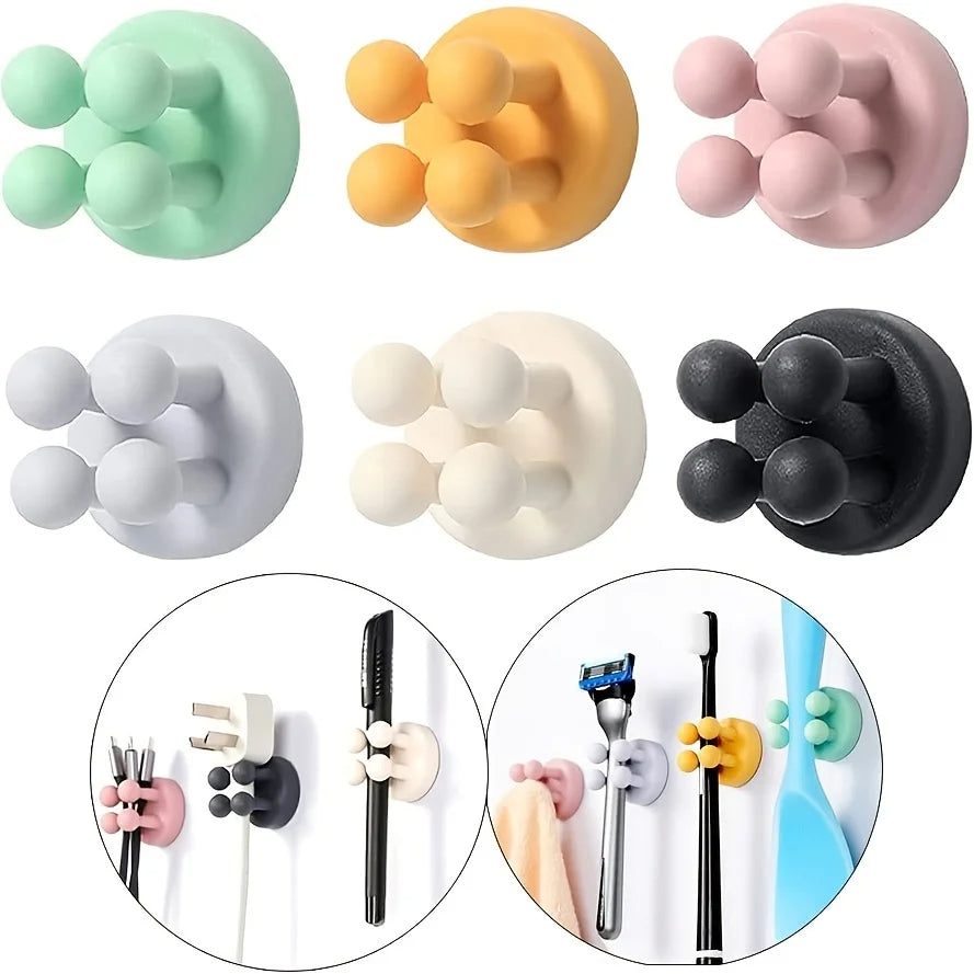 3Pcs Razor Holder Self Adhesive Silicone Toothbrush Holders