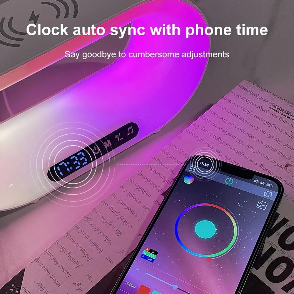 3 In 1 Intelligent LED Night Light Wireless Charger Alarm Clock