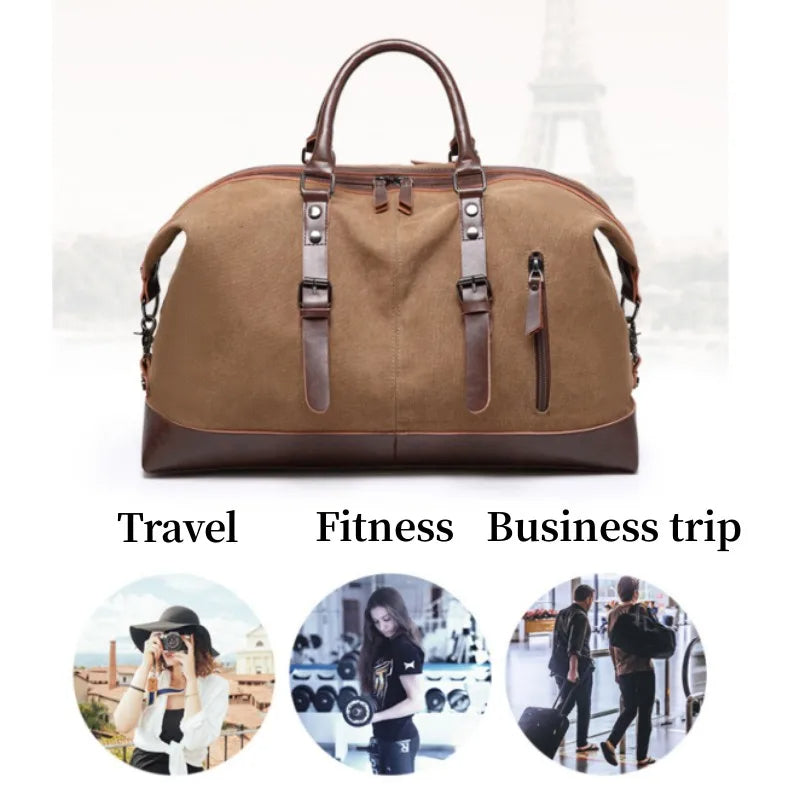 Canvas Leather Men Travel Bags