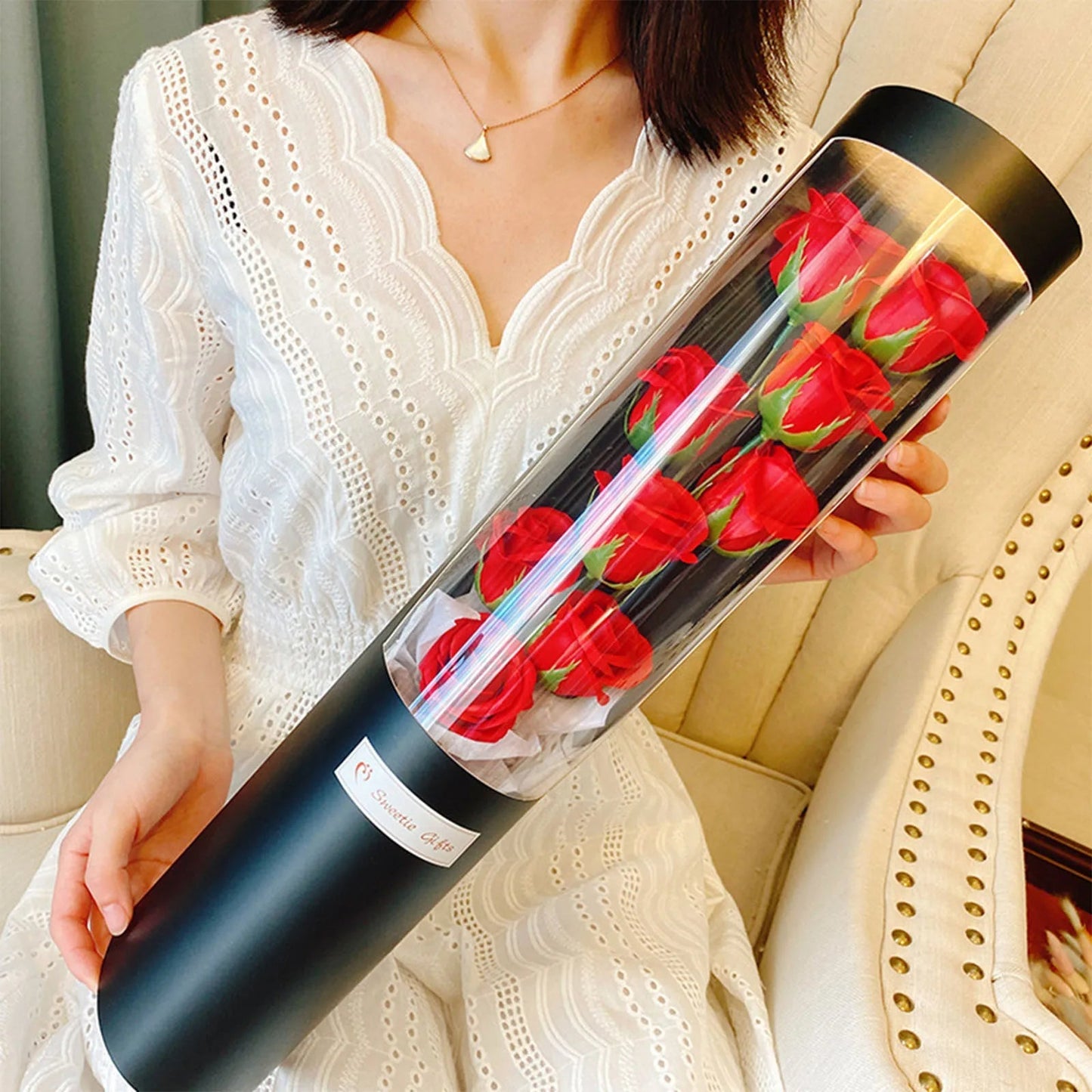 Flower Rose With Glass Dome Led Light