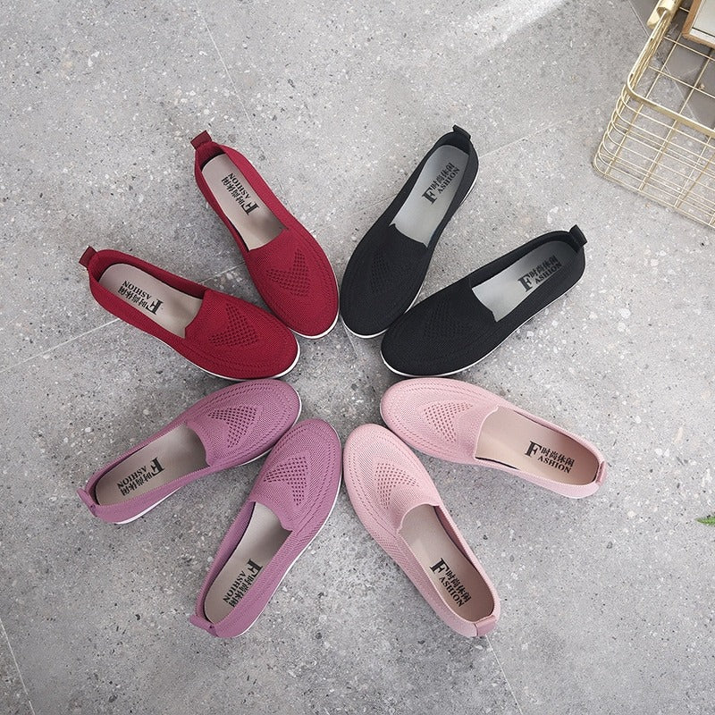 azfleek Slip-on Shoes Breathable Mesh Knitted Vulcanized Shoes