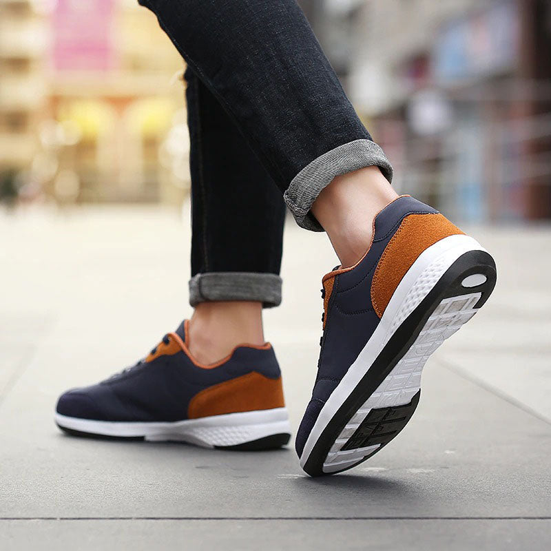 azfleek Orthopedic Shoes Lace-Up Men Sneakers Trekking Jogging Walking Microfiber Leather Casual