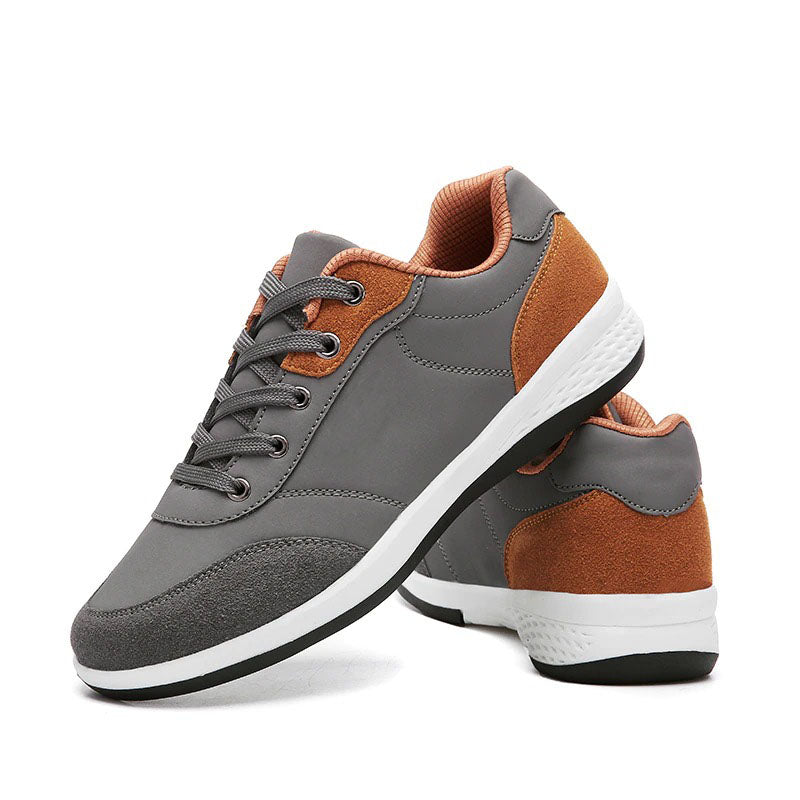 azfleek Orthopedic Shoes Lace-Up Men Sneakers Trekking Jogging Walking Microfiber Leather Casual Gray / 8.5