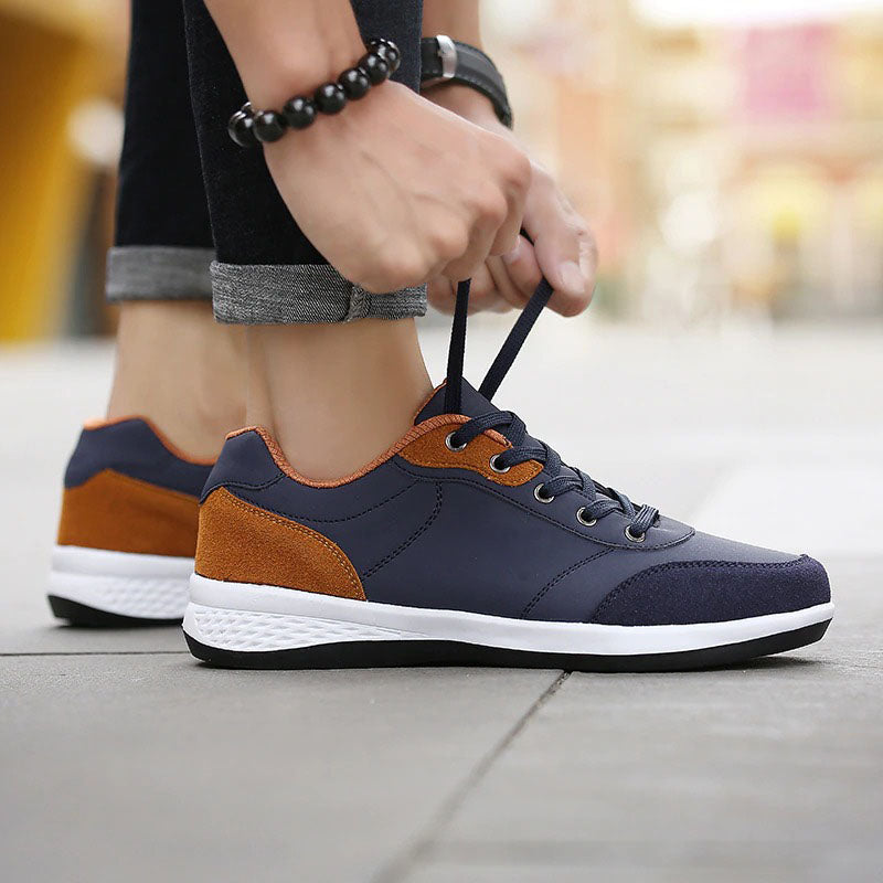 azfleek Orthopedic Shoes Lace-Up Men Sneakers Trekking Jogging Walking Microfiber Leather Casual