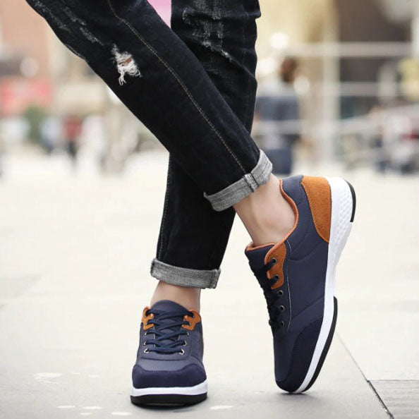 azfleek Orthopedic Shoes Lace-Up Men Sneakers Trekking Jogging Walking Microfiber Leather Casual