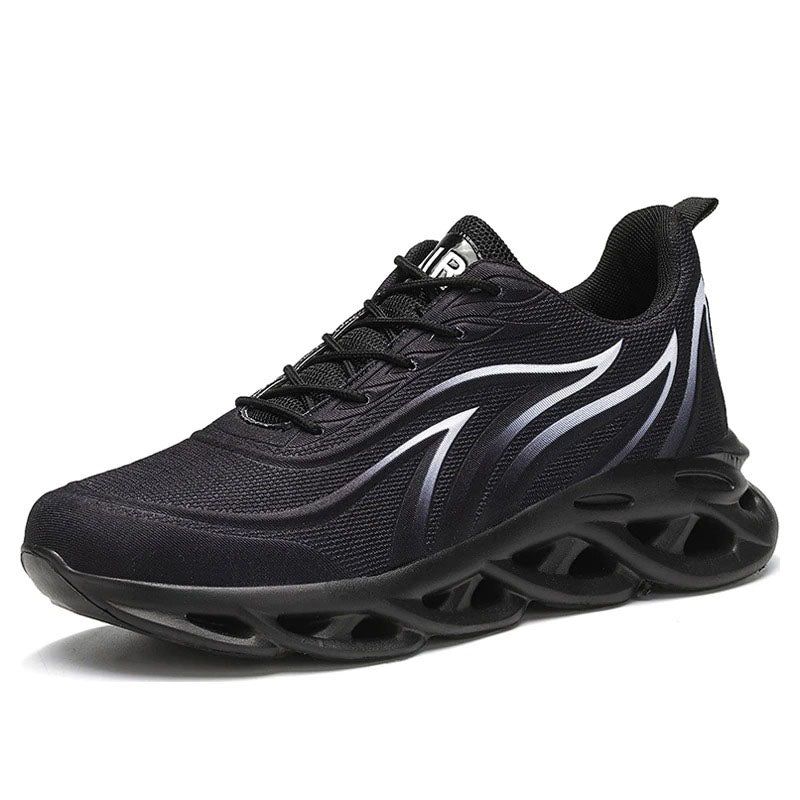 azfleek Lace-up Shoes Men's Flame Printed Sneakers Comfortable Outdoor Athletic Running Shoes Black / 6.5