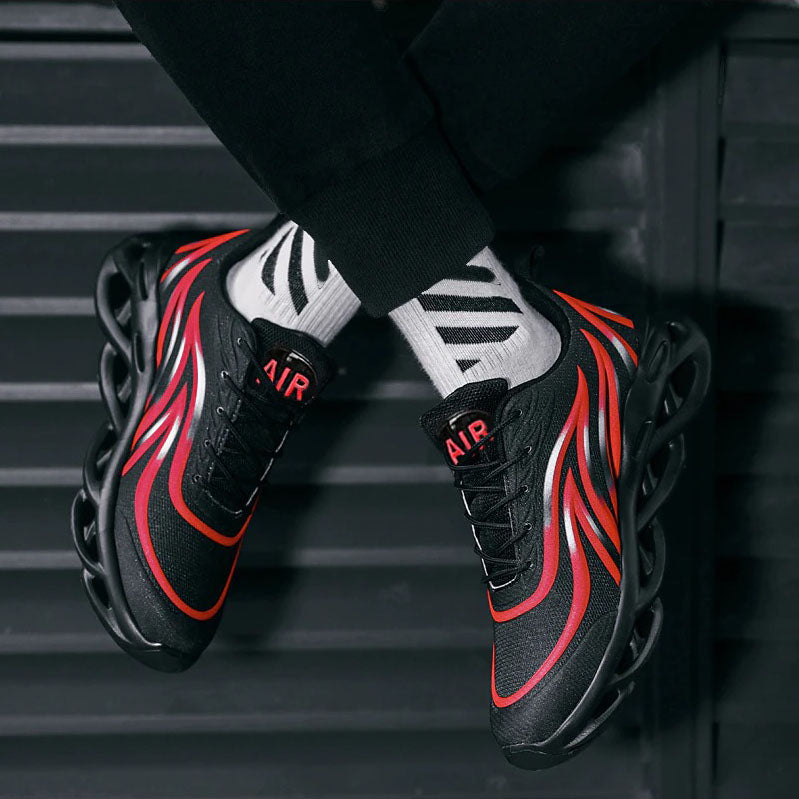 azfleek Lace-up Shoes Men's Flame Printed Sneakers Comfortable Outdoor Athletic Running Shoes