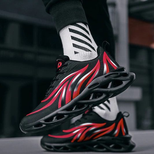 azfleek Lace-up Shoes Men's Flame Printed Sneakers Comfortable Outdoor Athletic Running Shoes