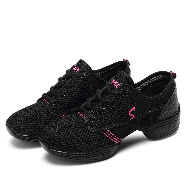 azfleek Lace-up Shoes Sports Soft Practice Shoes Sneakers For Women Black Pink / 8