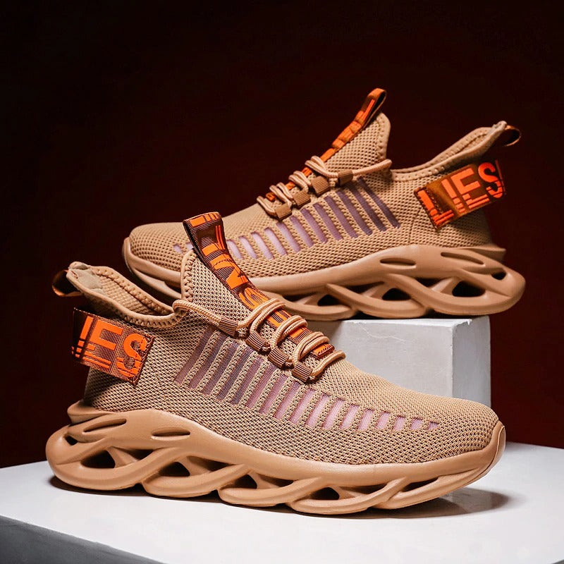 azfleek Lace-up Shoes Unisex Fashion Sneakers Women Men Mesh Air Cushion Shoes Brown - 2 / 9