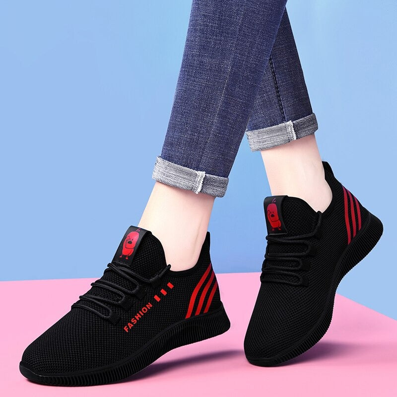 azfleek Lace-up Shoes Women Casual Sports Shoes Mesh Lace-Up Sneakers