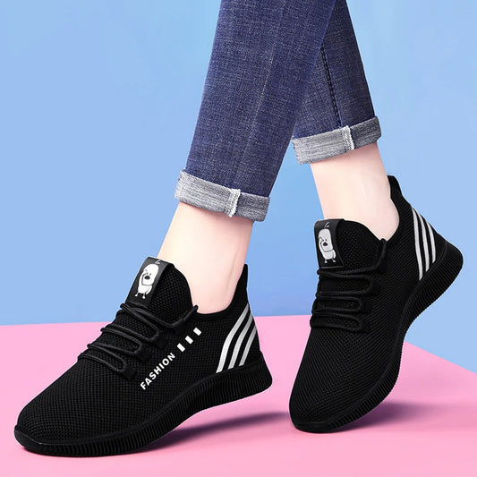 azfleek Lace-up Shoes Women Casual Sports Shoes Mesh Lace-Up Sneakers