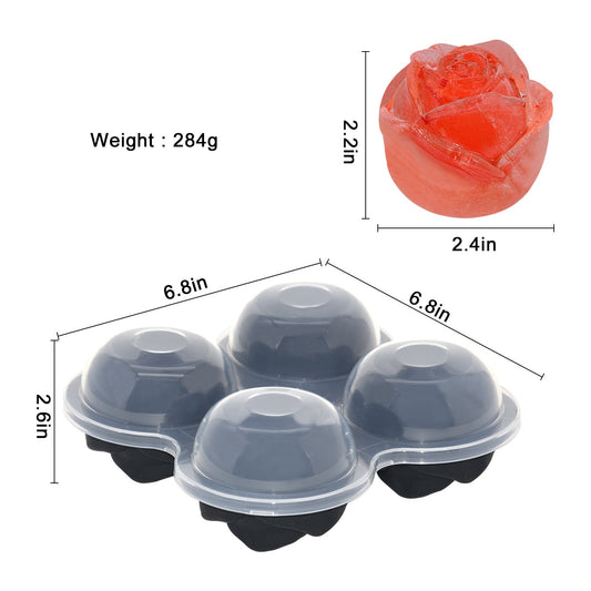 Rose Ice Cube Tray - Silicone Mold for Whiskey Cocktails - Valentine's Day Gift