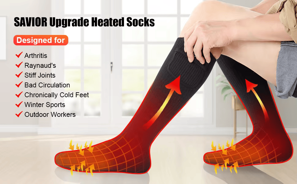 Savior Heat Battery Electric Heated Socks For Men