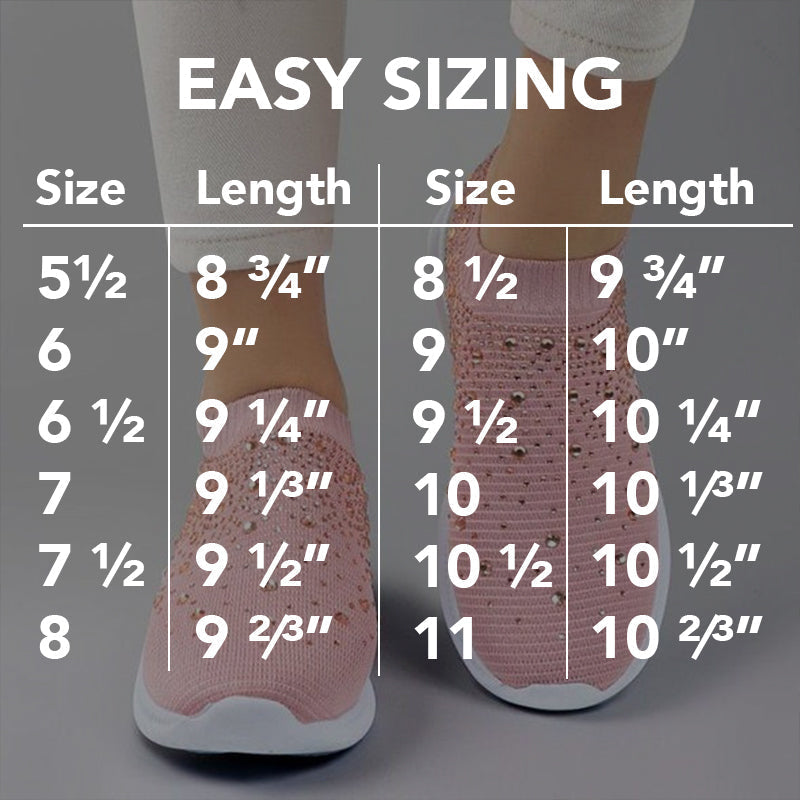 azfleek Slip-on Shoes Crystal Breathable Orthopedic Slip On Walking Shoes