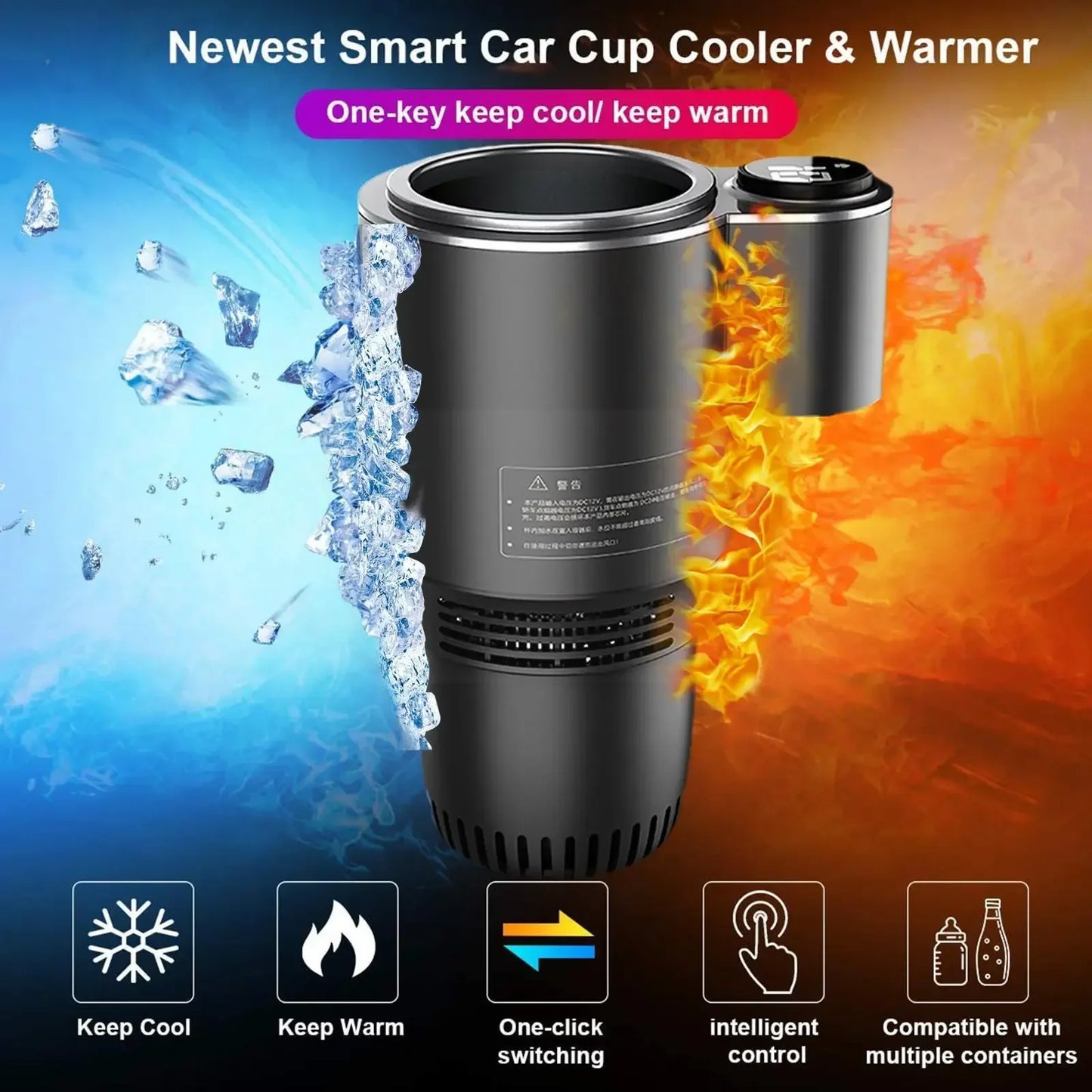 12V Smart Car Hot and Cold Cup - Mini Portable Cooler and Heater