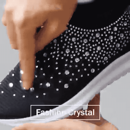 azfleek Slip-on Shoes Crystal Breathable Orthopedic Slip On Walking Shoes