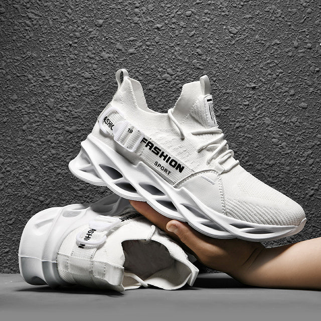 azfleek Lace-up Shoes Unisex Fashion Sneakers Women Men Mesh Air Cushion Shoes White / 5.5