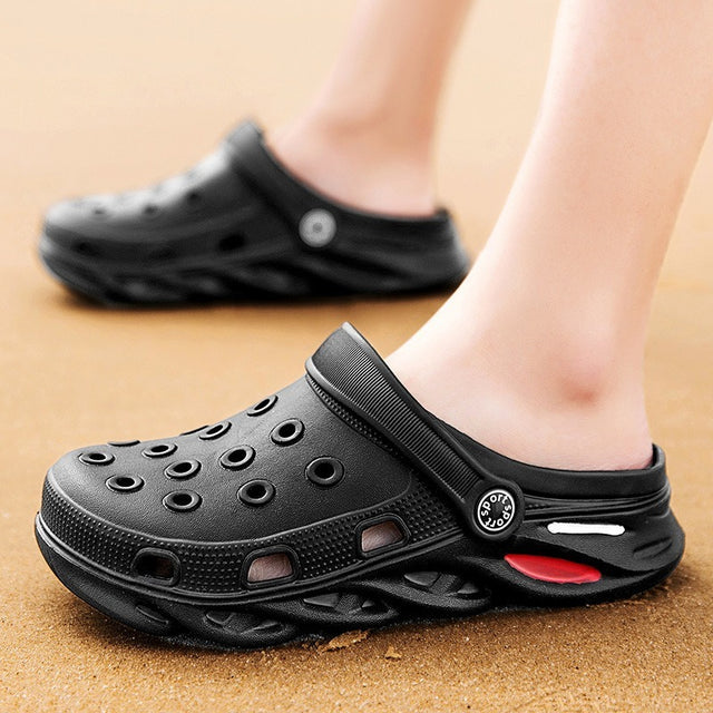 azfleek Sandals Summer Unisex Outdoor Sandals Beach Platform Slip On Clogs Black / 10