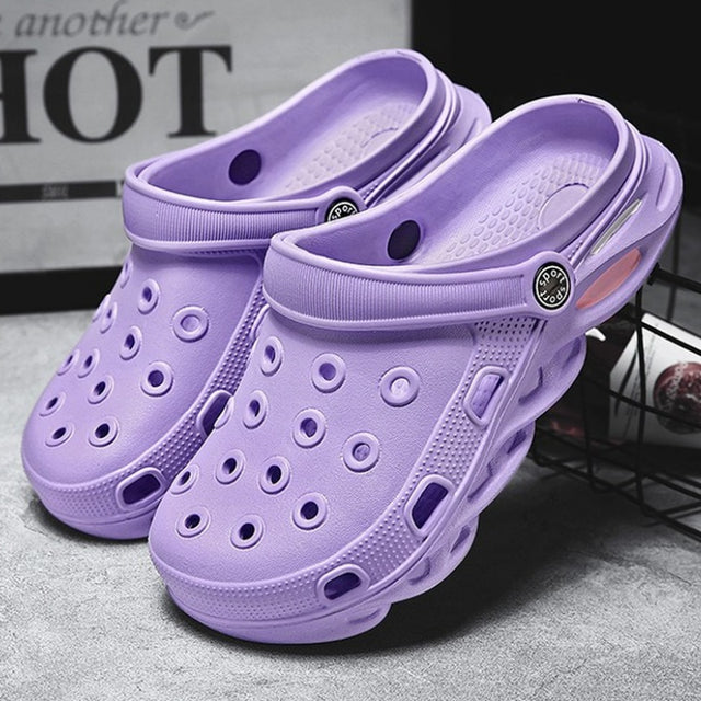 azfleek Sandals Summer Unisex Outdoor Sandals Beach Platform Slip On Clogs Purple / 8.5
