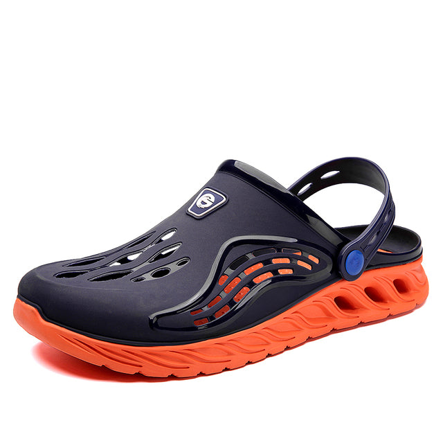 azfleek Sandals Summer Comfortable Garden Clogs Men Outdoor Casual Sandals Navy Orange / 7