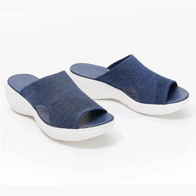 azfleek Orthopedic Sandals Women Casual Beach Slides Orthopedic Stretch Orthotic Sandals Blue / 5.5