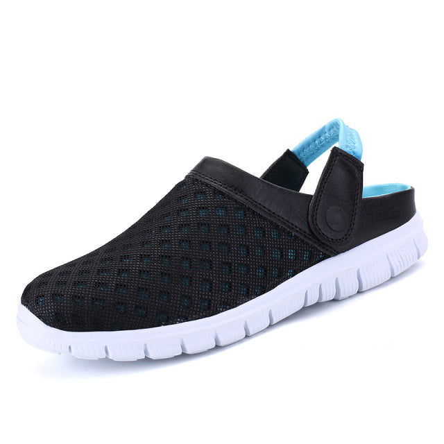 azfleek Sandals Unisex Summer Mesh Sandals Lightweight Breathable Outdoor Sneakers Black Blue / 6