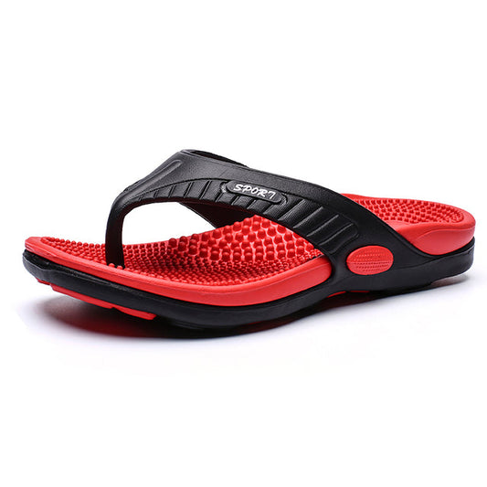 azfleek Flip-Flops Men Summer Flip Flop Breathable Beach Outdoor Sandals Red / 7