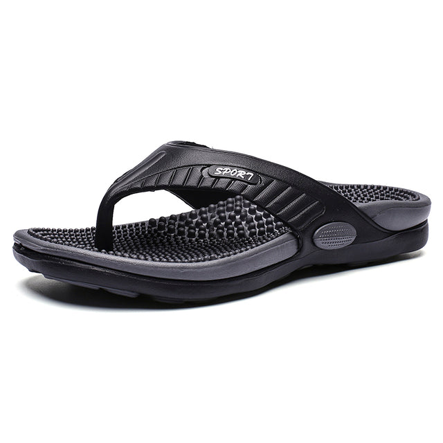 azfleek Flip-Flops Men Summer Flip Flop Breathable Beach Outdoor Sandals Black / 8